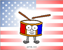 4th Of July Drum with Flag background cartoon