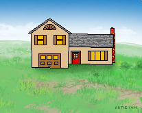 Cartoon of a house in the prairie