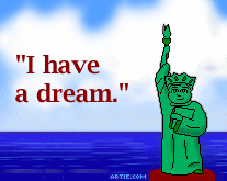 Statue of Liberty with quote from Martin Luther King, Jr.