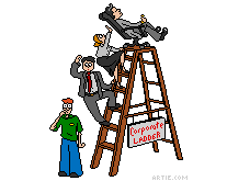 Corporate ladder with background (still GIF cartoon)