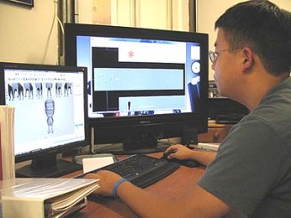 Mike Yoo working on a CG model in Autodesk Maya