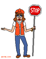 Road construction worker with stop sign cartoon