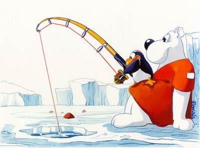 Polar bear and penguin cartoon