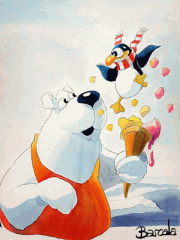 Polar bear and penguin cartoon