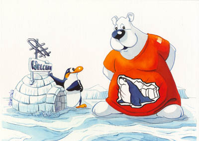 Polar bear and penguin cartoon